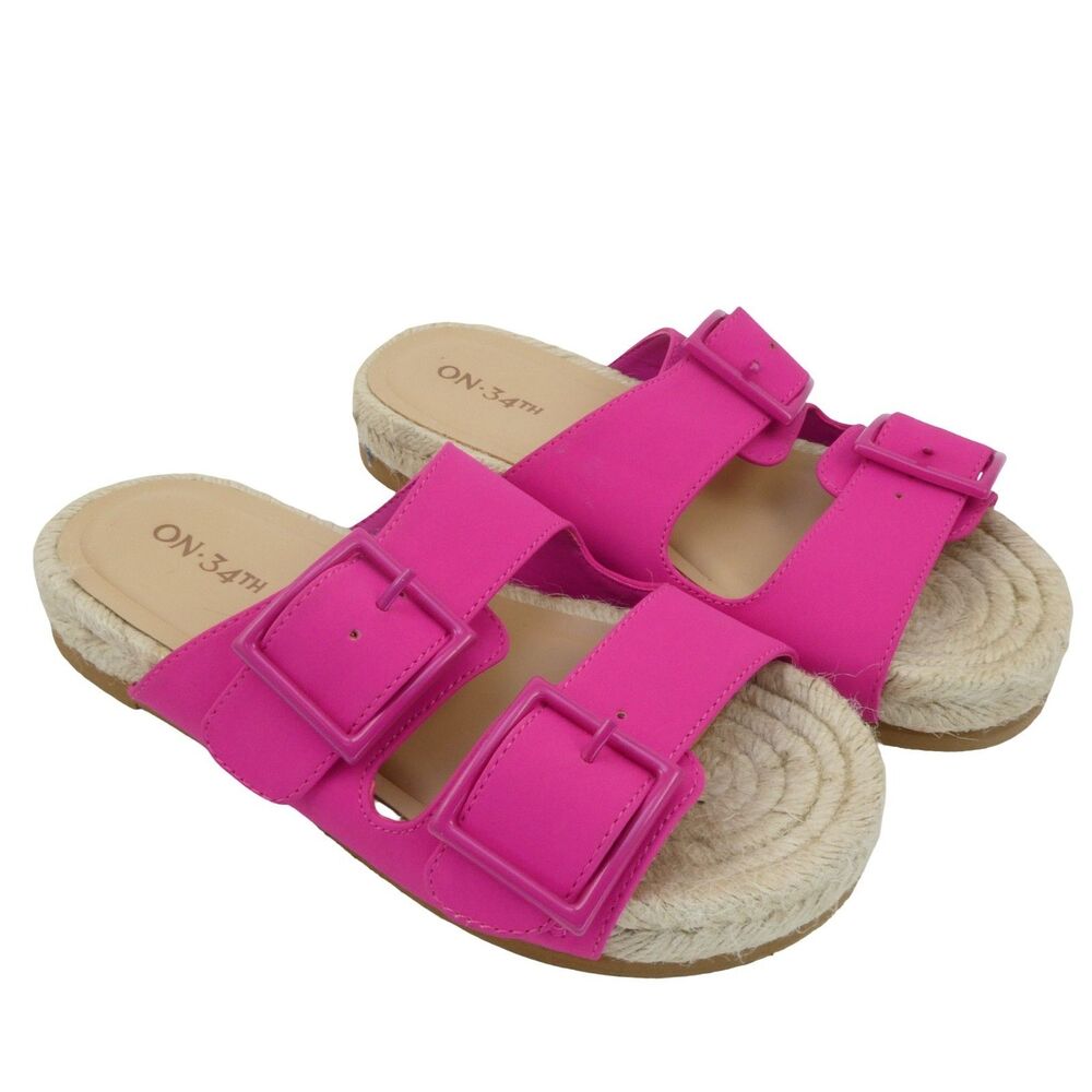 On 34th Milaa Women's US 5 M Pink Double Buckle Espadrille Slide Sandals
